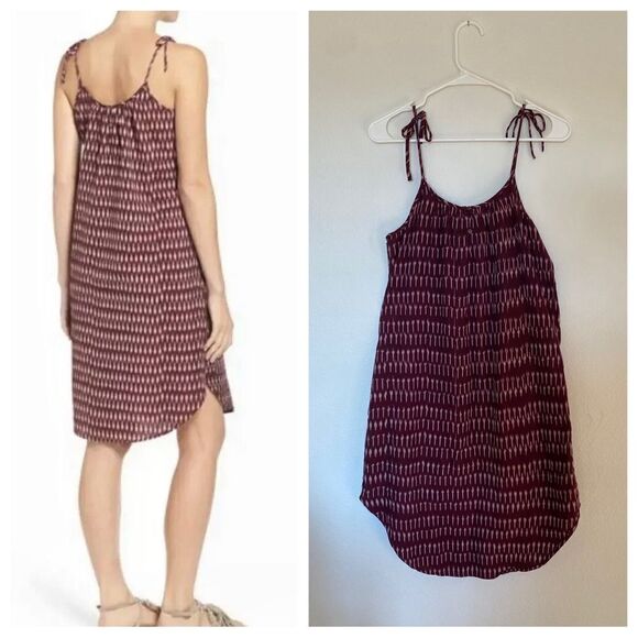 Madewell Dress Ikat Print With Pockets Small Merlot Purple Boho - Picture 5 of 10